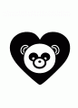 Coloriage Panda dans un coeur à imprimer dans les coloriages Panda