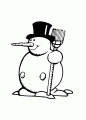 Coloriage Bonhomme de neige avec chapeau et dessin Bonhomme de neige avec chapeau