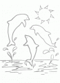 Coloriage Petits dauphins dans la mer et dessin Petits dauphins dans la mer