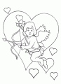 Coloriage Cupidon et coeur