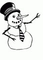 Coloriage Bonhomme de neige avec chapeau et dessin Bonhomme de neige avec chapeau