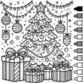 Coloriage Sapin de nol avec ses cadeaux et dessin Sapin de nol avec ses cadeaux