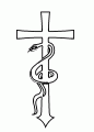 Coloriage Croix avec serpent